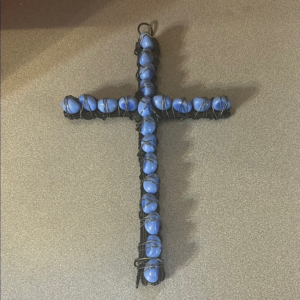 Blue Stones Cross Wall Decor